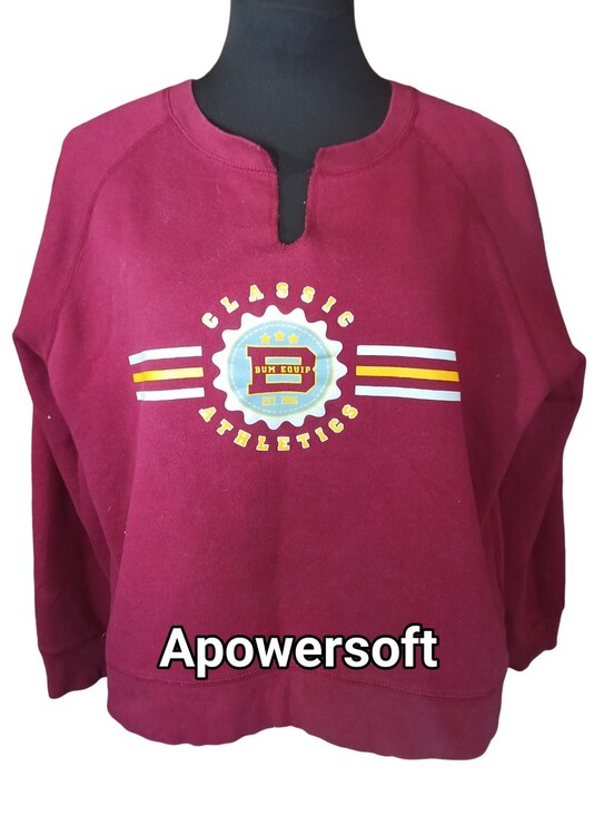 B.U.M. Equipment Tops - B.U.M. Equipment M Vintage 90s Burgundy Notched Neck Sweatshirt